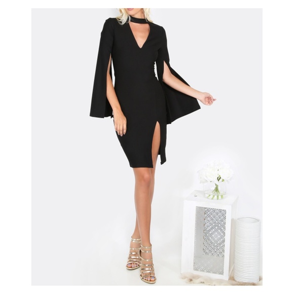 MBM Unlimited Dresses & Skirts - LAST ONE Black Choker Cut Out Sleeve Bodycon Dress